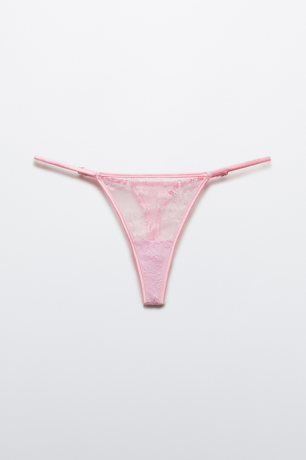 Трусы-стринги кружевные со средней посадкой - цвет розовый - 1