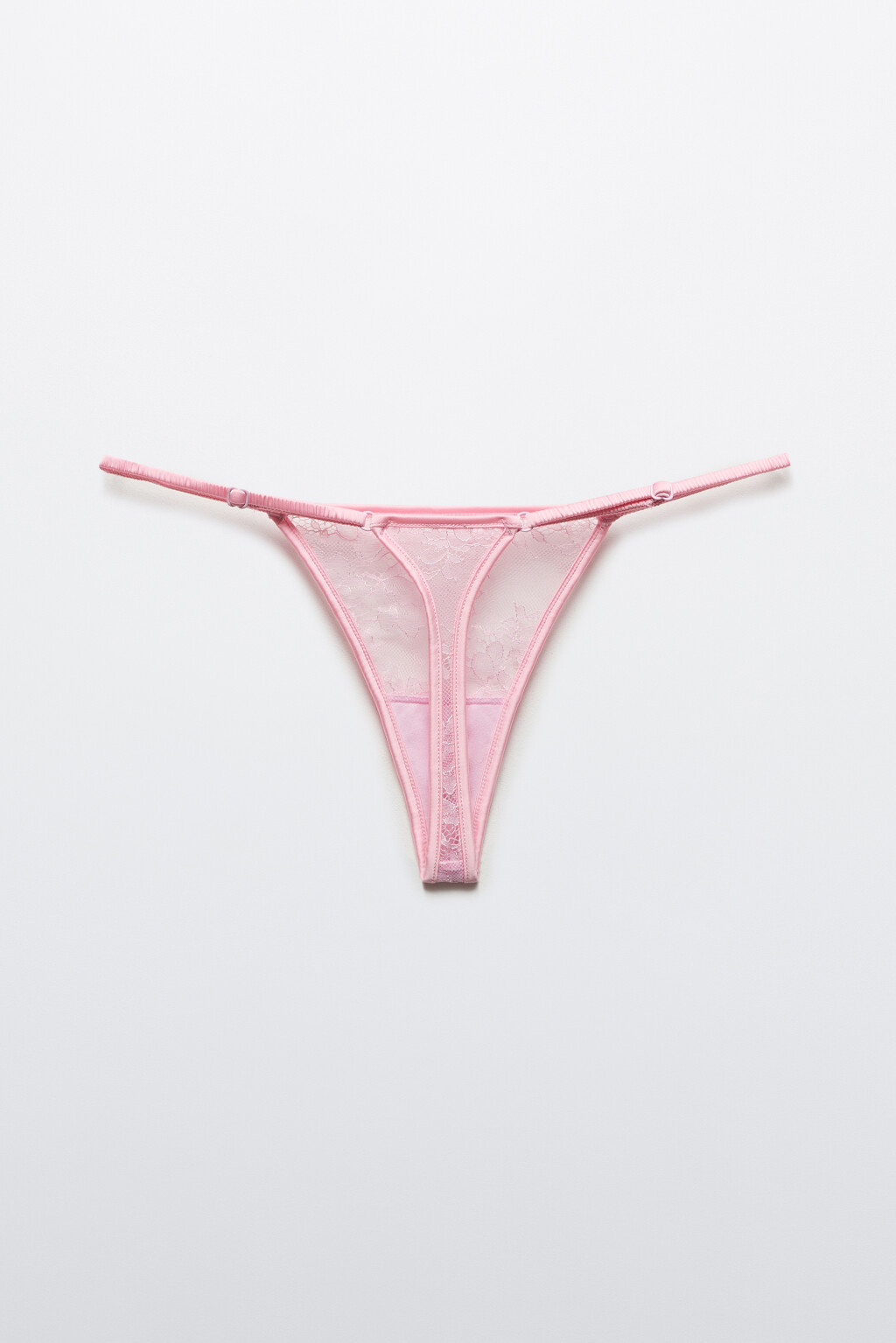 Трусы-стринги кружевные со средней посадкой - цвет розовый - 2