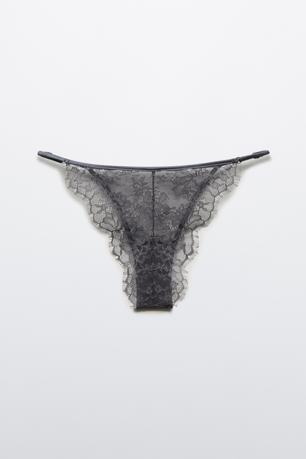 Трусы-танга кружевные со средней посадкой - цвет серый - 2