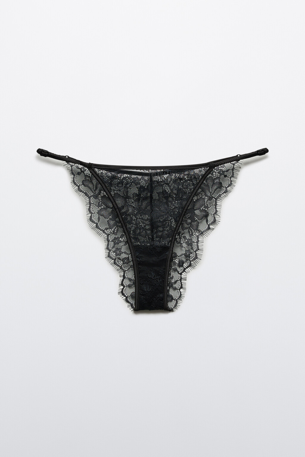 Трусы-танга кружевные со средней посадкой - цвет черный - 1