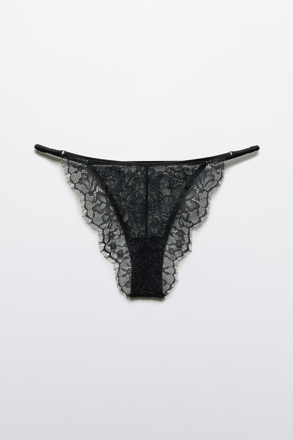Трусы-танга кружевные со средней посадкой - цвет черный - 2