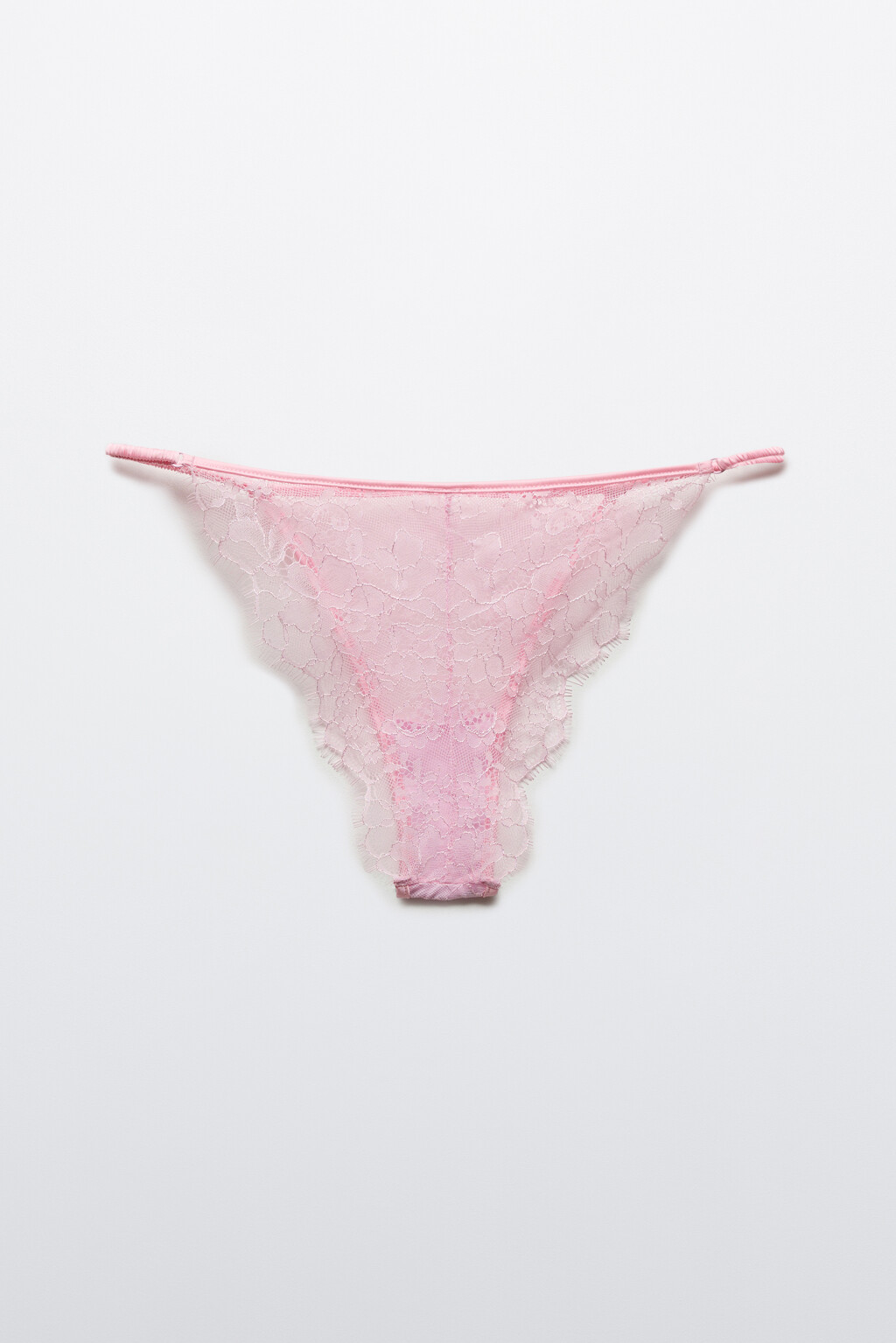 Трусы-танга кружевные со средней посадкой - цвет розовый - 2