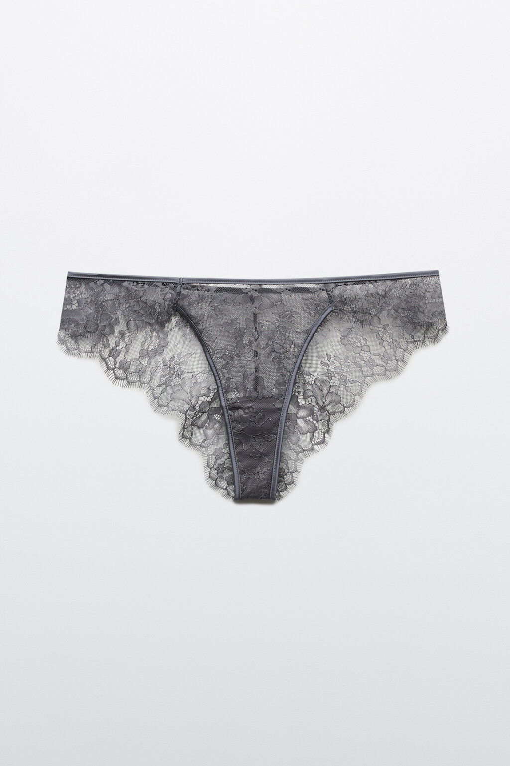 Трусы-слипы кружевные со средней посадкой - цвет серый - 1