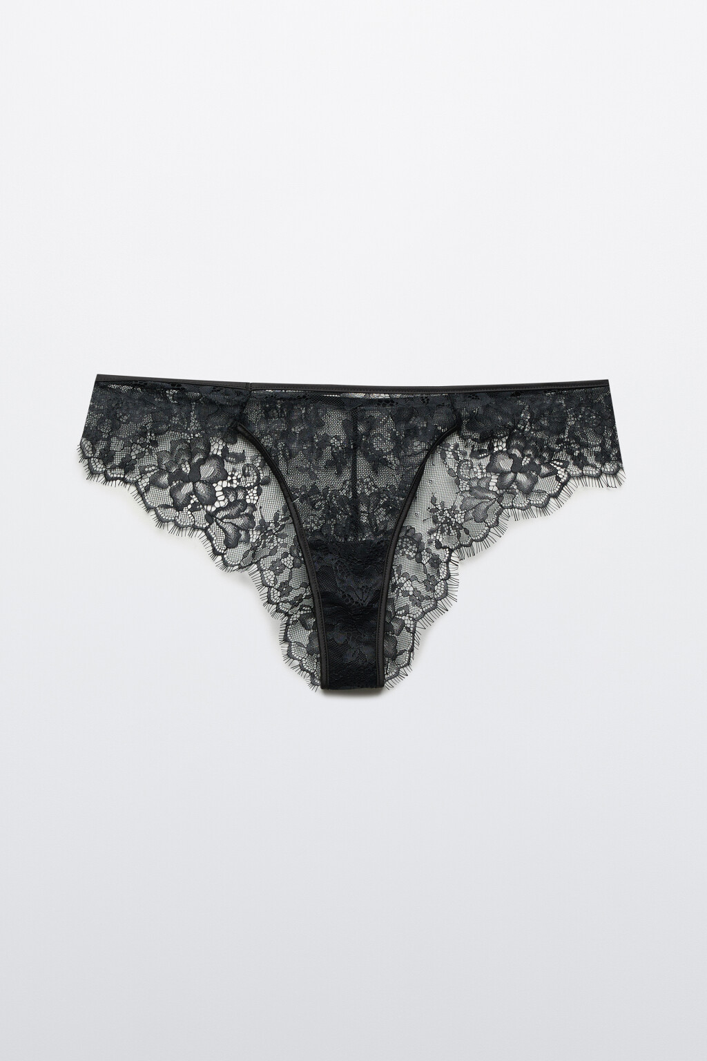 Трусы-слипы кружевные со средней посадкой - цвет черный - 1