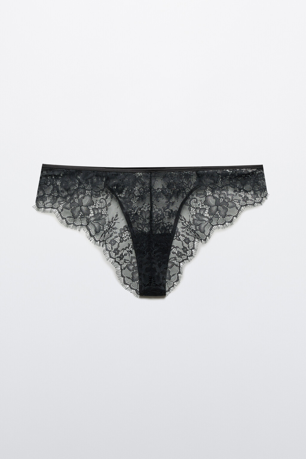 Трусы-слипы кружевные со средней посадкой - цвет черный - 2