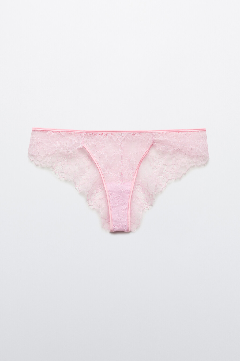 Трусы-слипы кружевные со средней посадкой - цвет розовый - 1