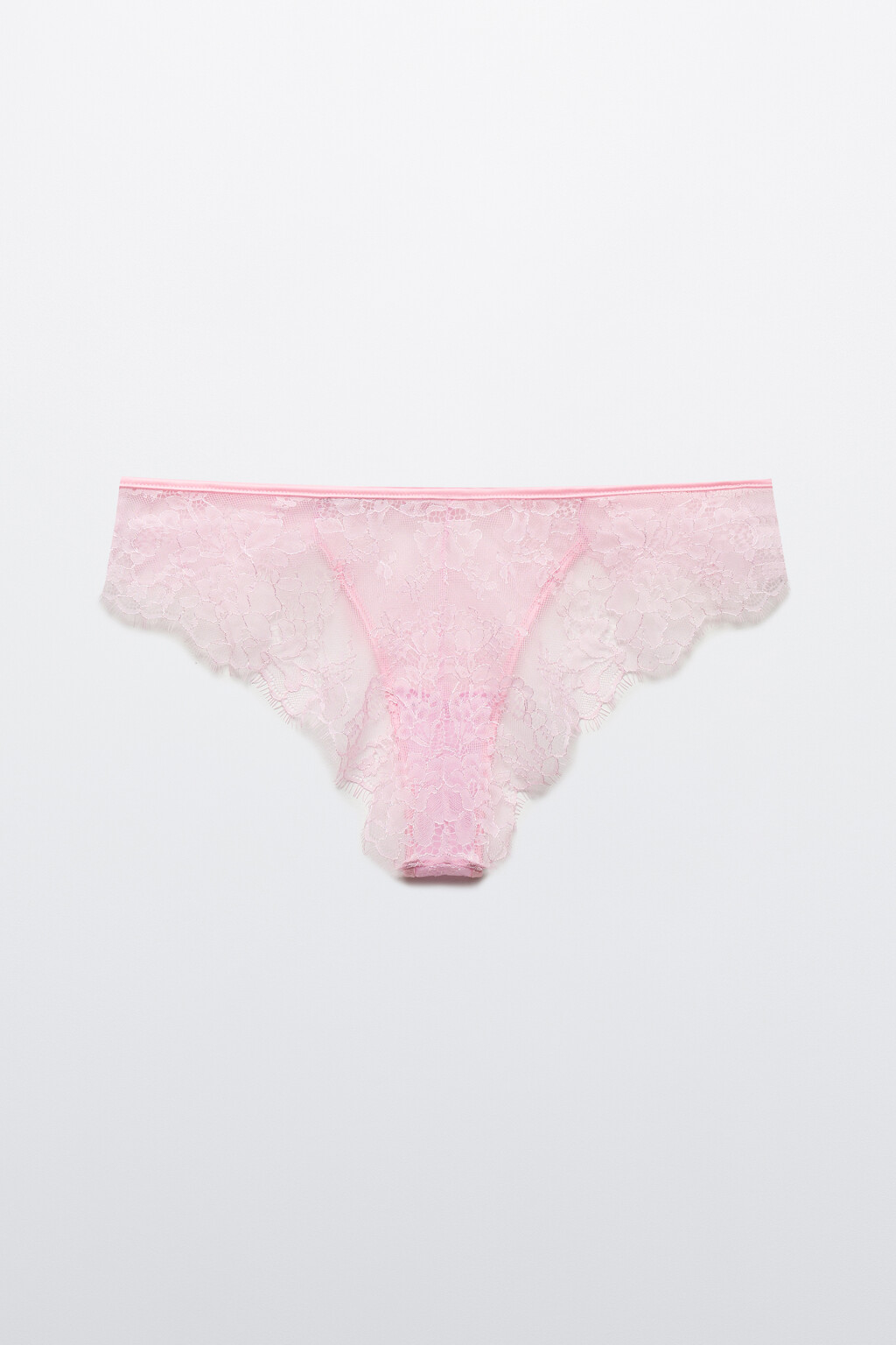 Трусы-слипы кружевные со средней посадкой - цвет розовый - 2