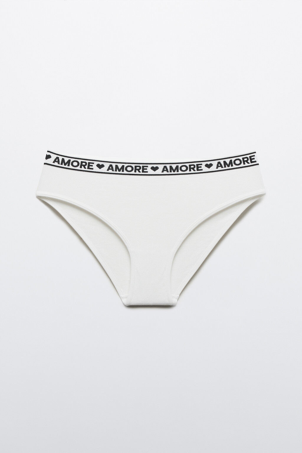 Трусы-танга в рубчик с надписью - цвет белый - 1