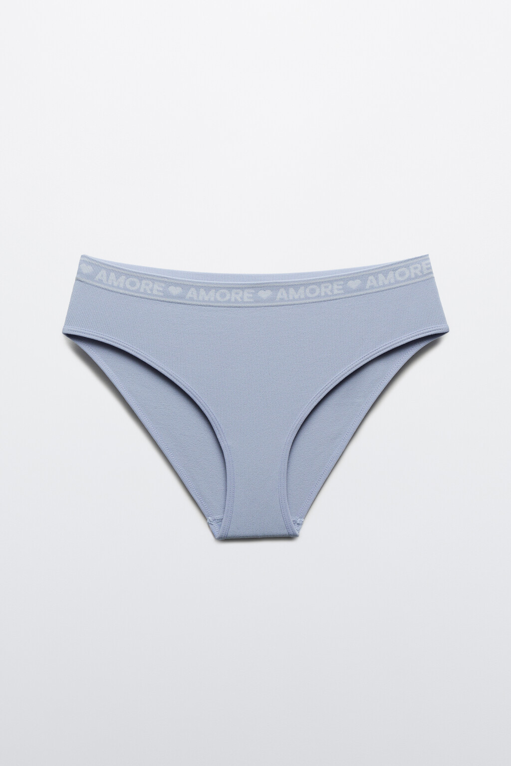 Трусы-танга в рубчик с надписью - цвет голубой - 1