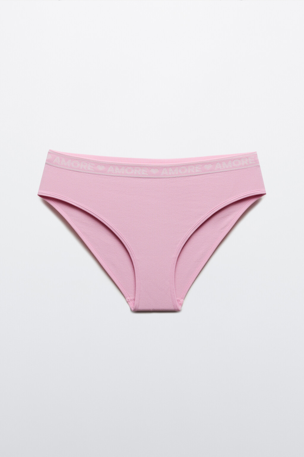 Трусы-танга в рубчик с надписью - цвет розовый - 1