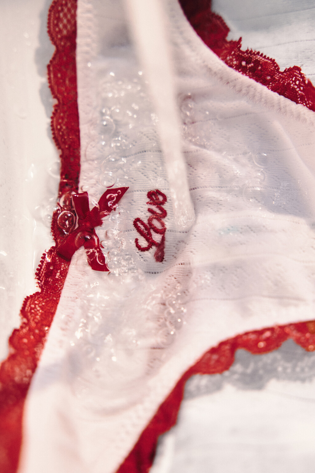 Трусы-слипы в рубчик с кружевом и бантиком - цвет белый - 1