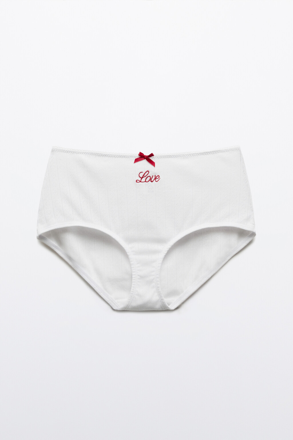 Трусы-шортики в рубчик с бантиком - цвет белый - 1