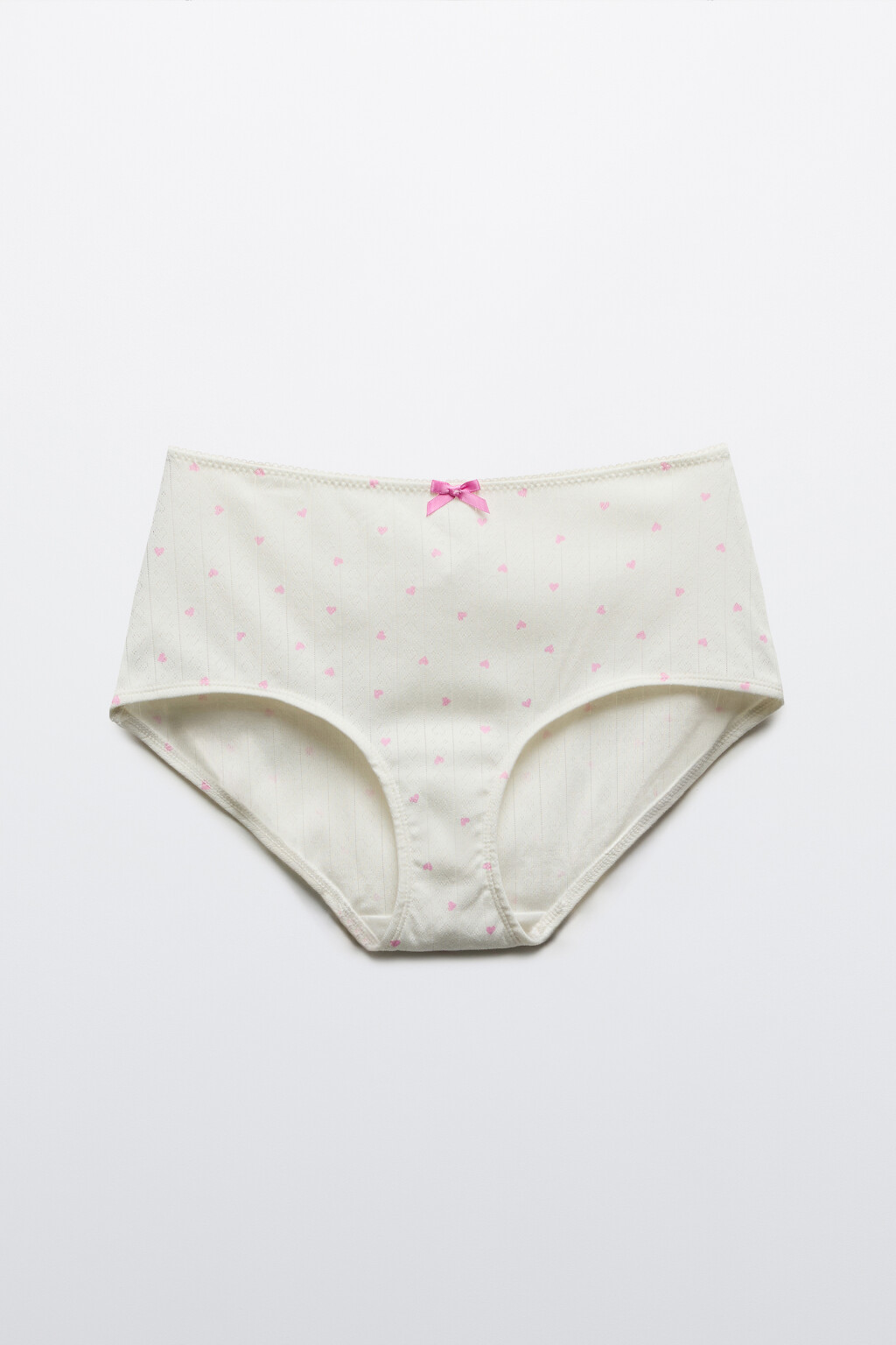 Трусы-шортики в рубчик с бантиком - цвет розовый - 1