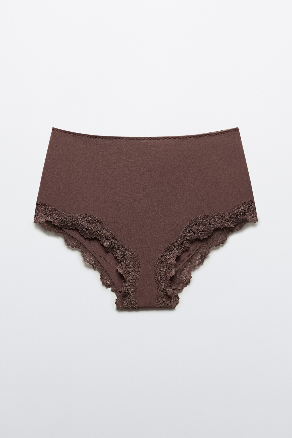 Трусы-шортики с кружевом и средней посадкой - цвет коричневый - 1