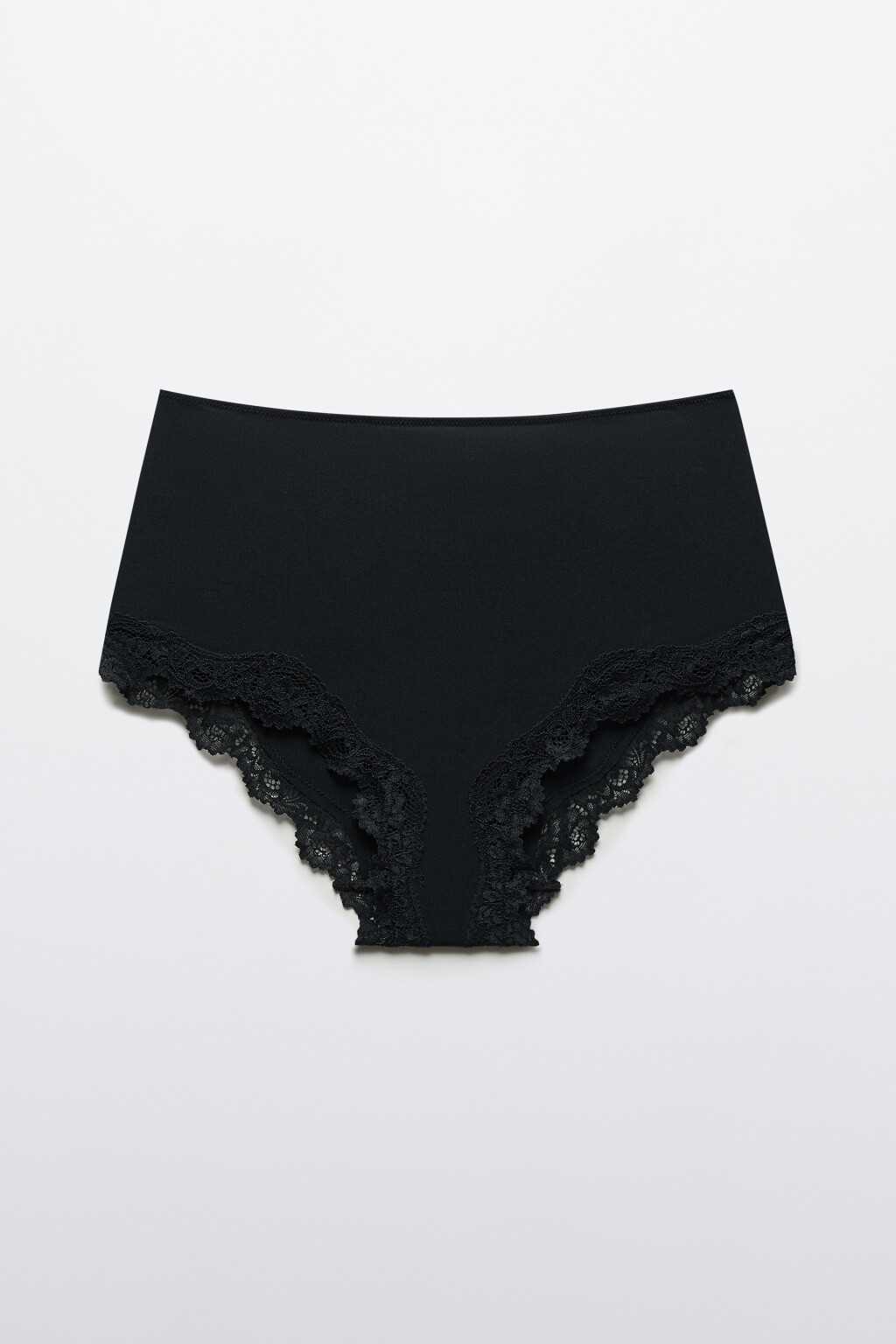 Трусы-шортики с кружевом и средней посадкой - цвет черный - 1