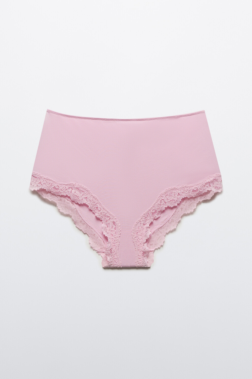 Трусы-шортики с кружевом и средней посадкой - цвет розовый - 1