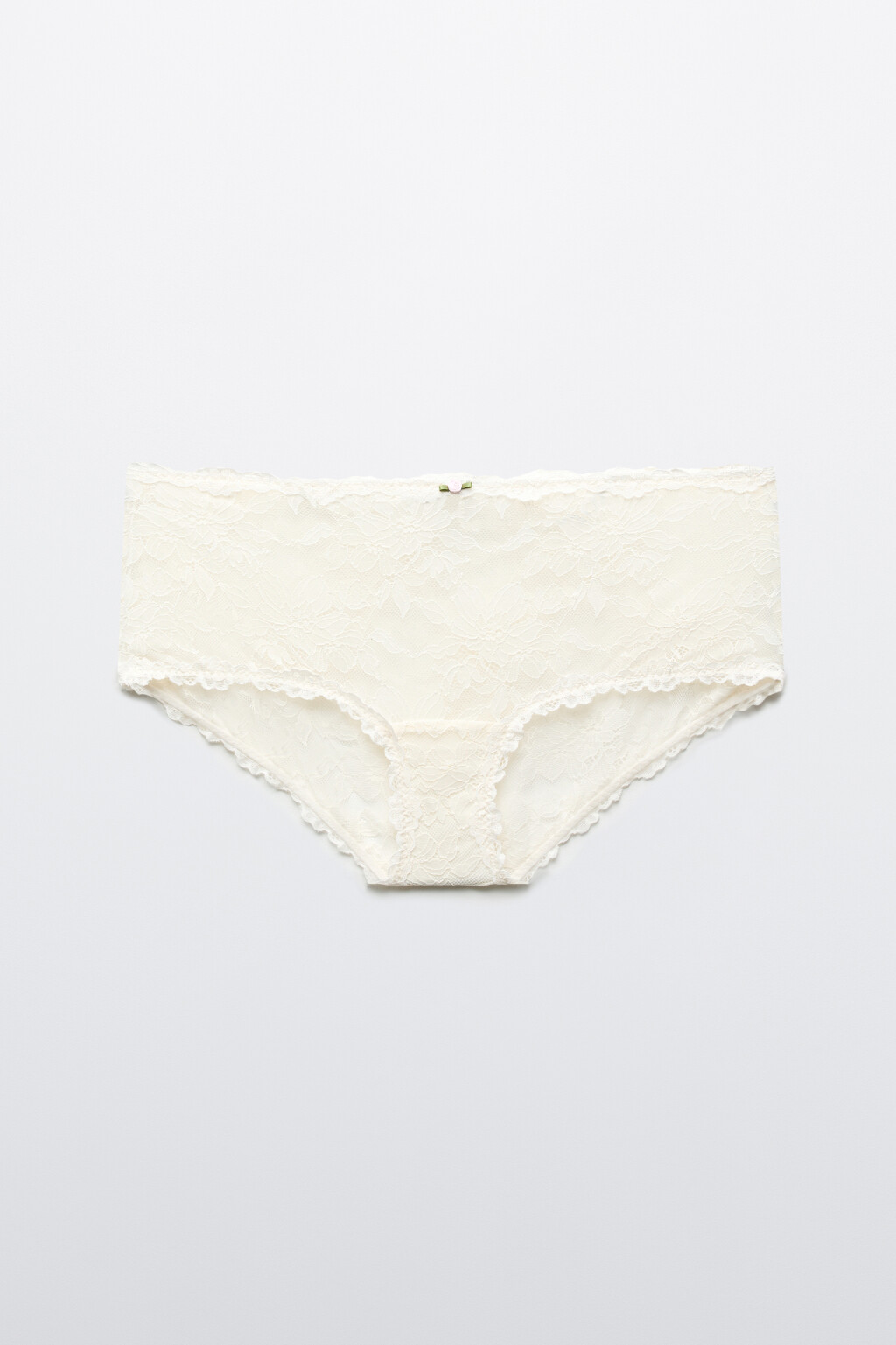 Трусы-шортики кружевные со средней посадкой - цвет ванильный - 1