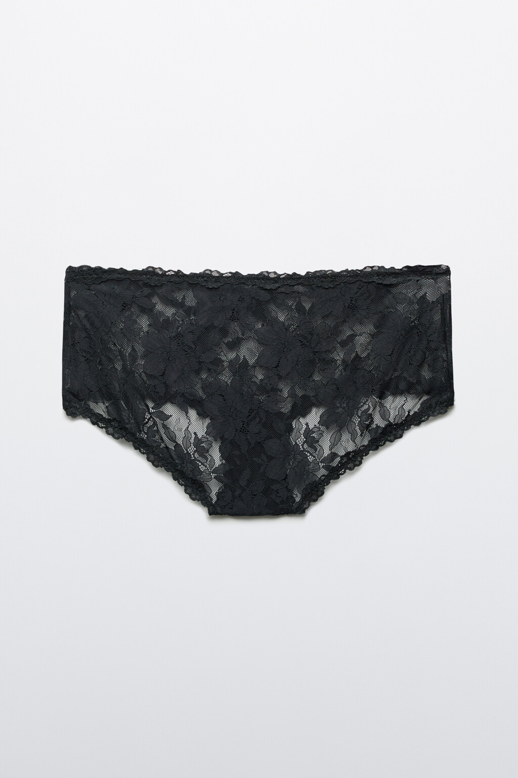 Трусы-шортики кружевные со средней посадкой - цвет черный - 2