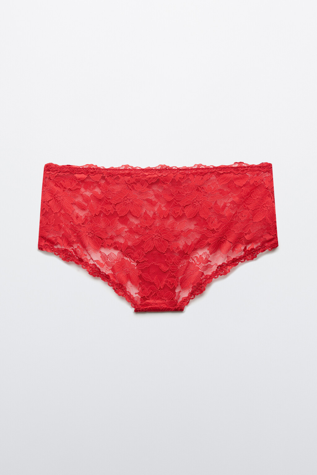 Трусы-шортики кружевные со средней посадкой - цвет красный - 2