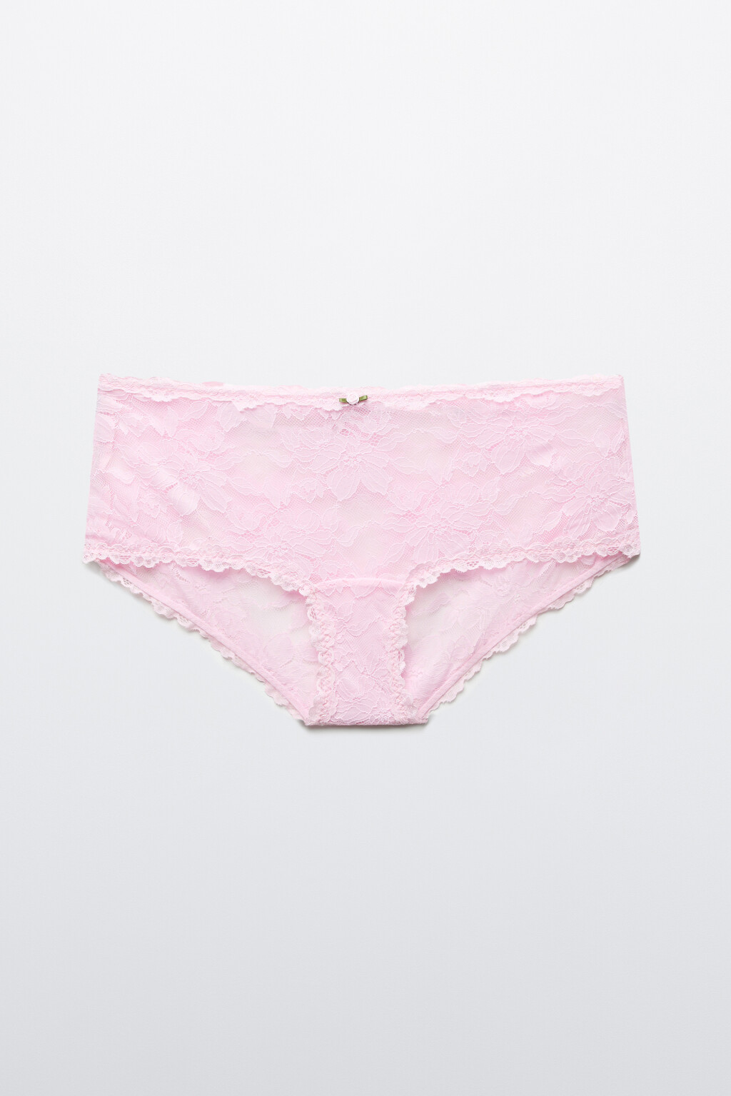 Трусы-шортики кружевные со средней посадкой - цвет розовый - 1