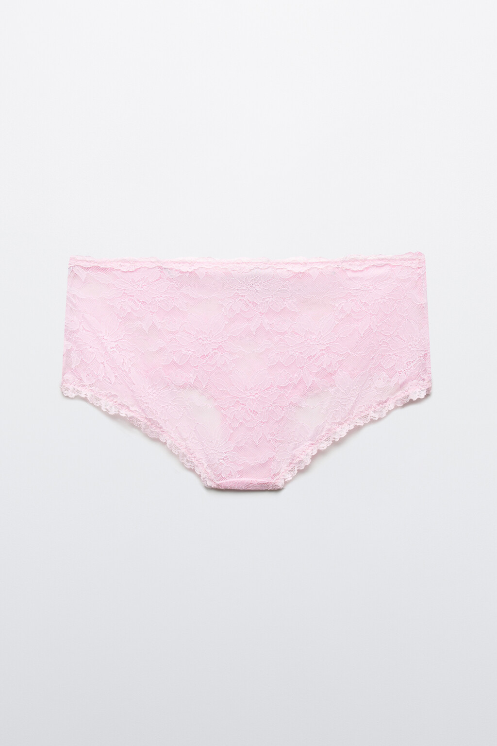 Трусы-шортики кружевные со средней посадкой - цвет розовый - 2