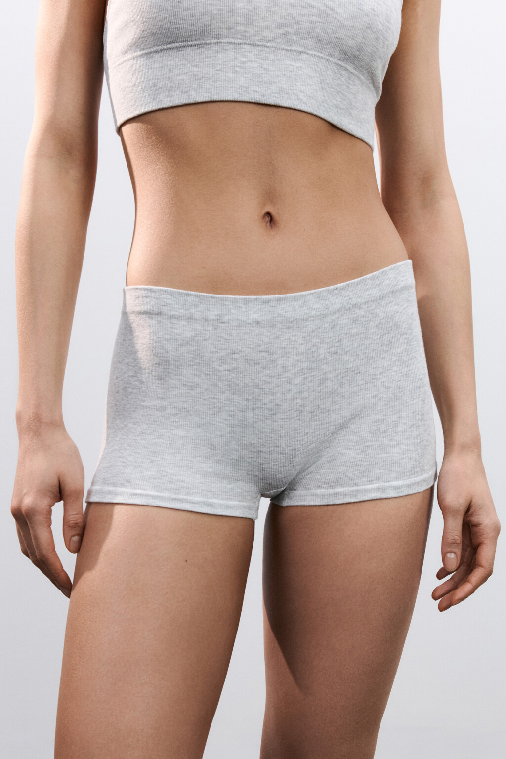 Трусы-боксеры в рубчик - цвет серый - 2