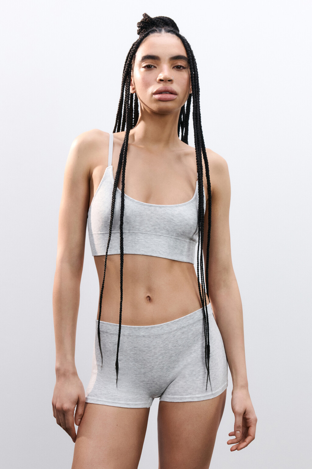 Трусы-боксеры в рубчик - цвет серый - 4