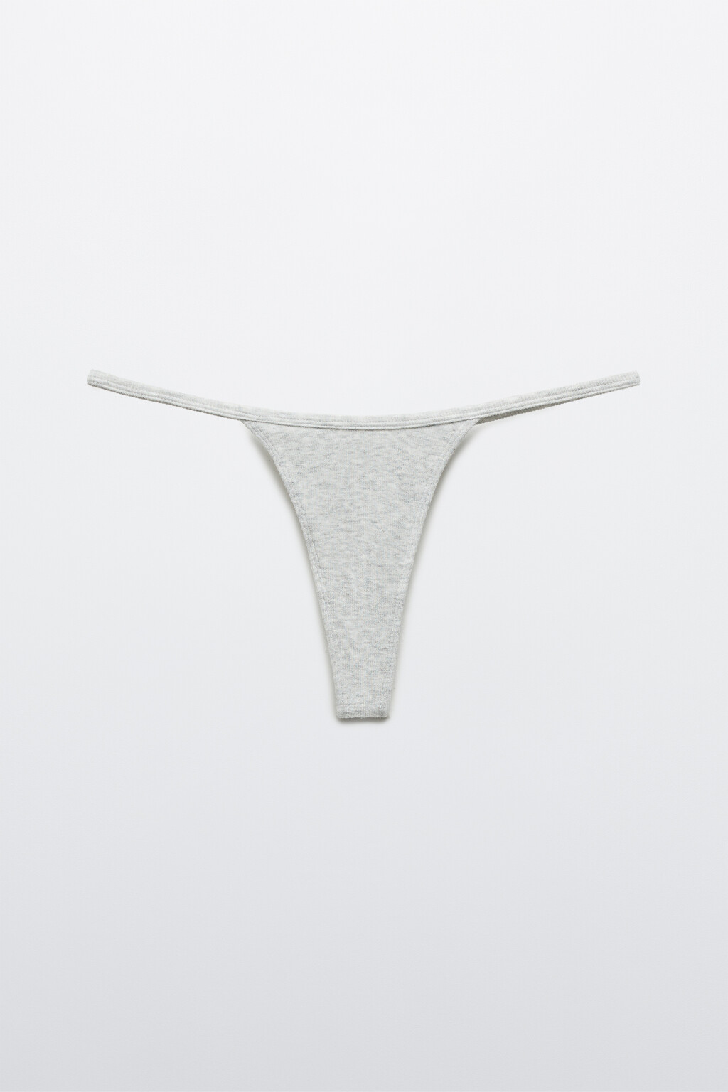 Трусы-стринги со средней посадкой в рубчик - цвет серый - 1