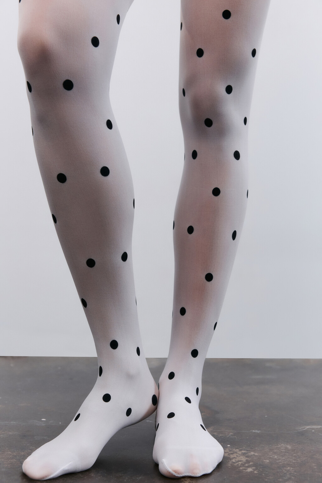 Колготки капроновые в горошек 160 den - цвет белый - 1