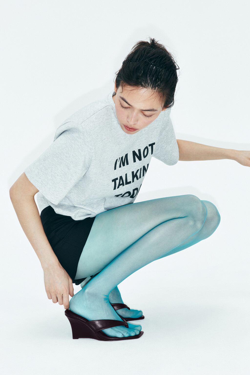 Колготки капроновые 15 den цветные - цвет голубой - 3