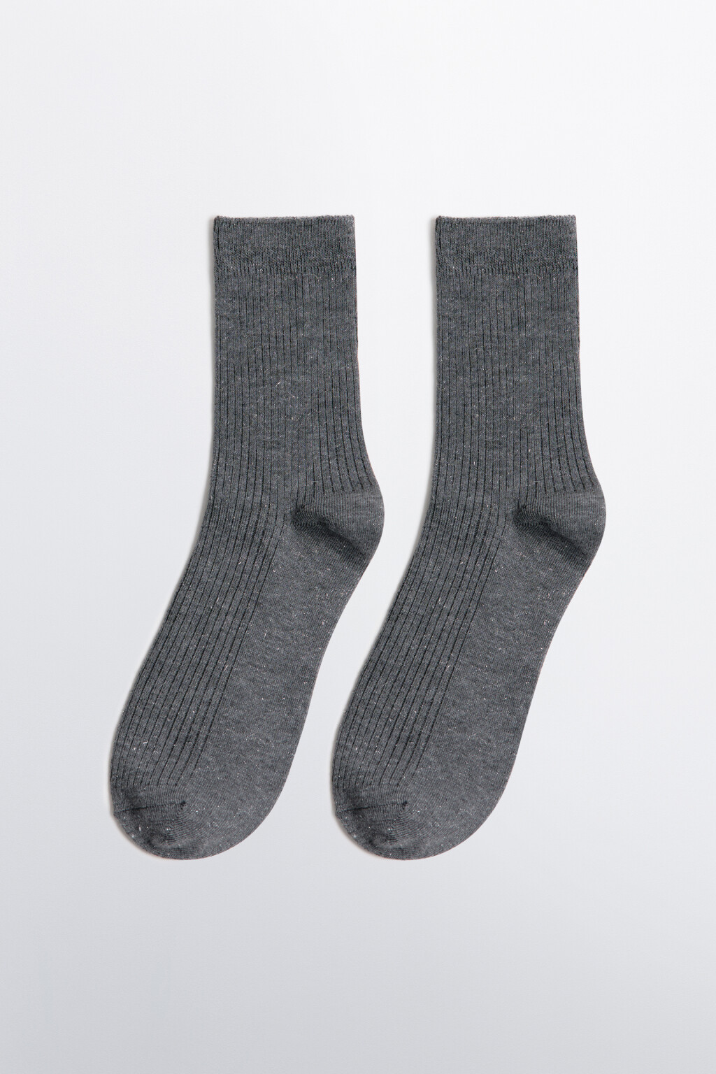 Носки в рубчик с люрексом - цвет серый - 1