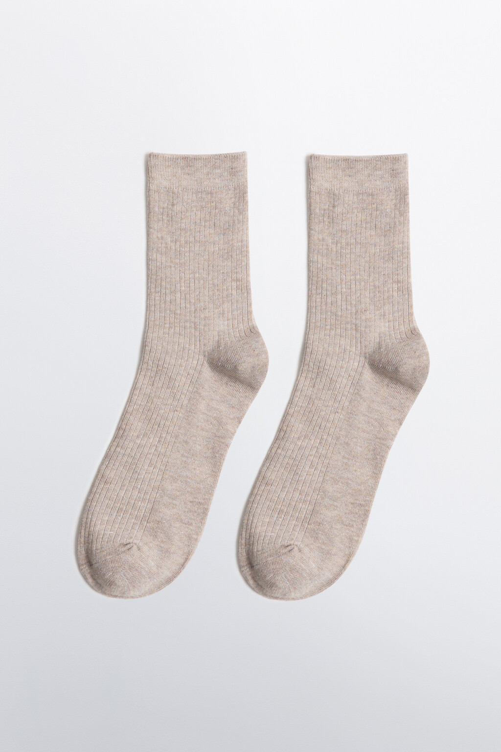 Носки в рубчик с люрексом - цвет бежевый - 1