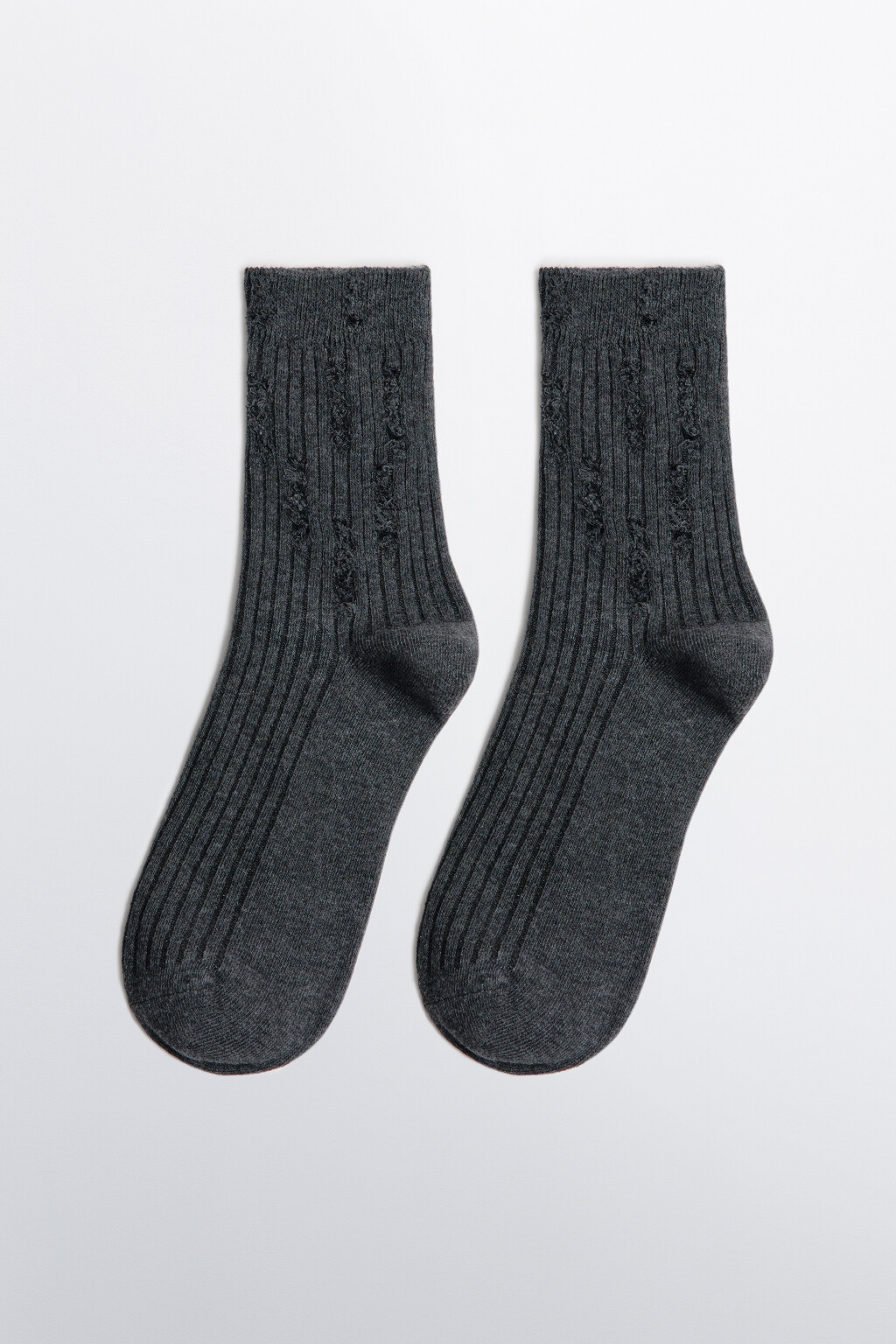 Носки рваные в рубчик - цвет серый - 1