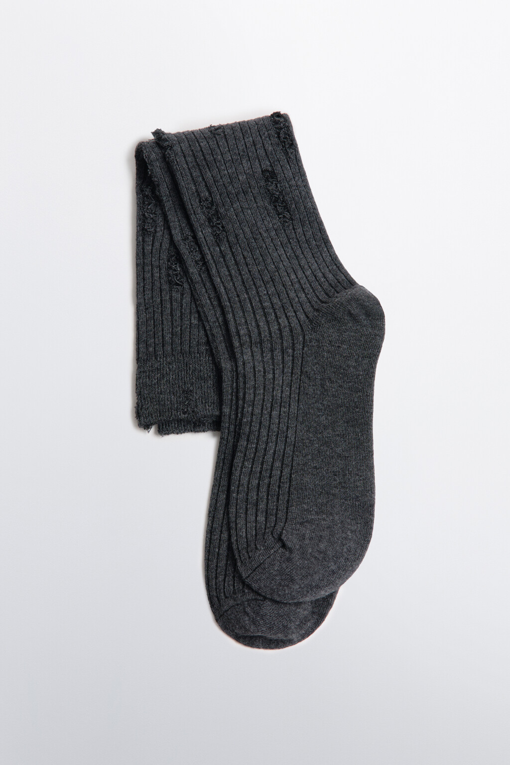 Гольфы рваные в рубчик - цвет серый - 1