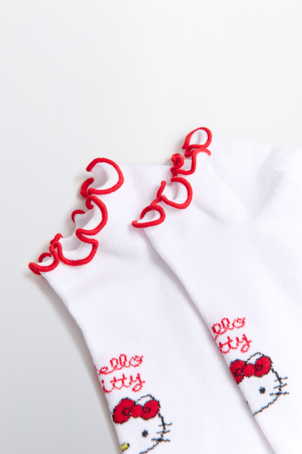 Носки короткие с оборками и принтом - цвет белый - 2