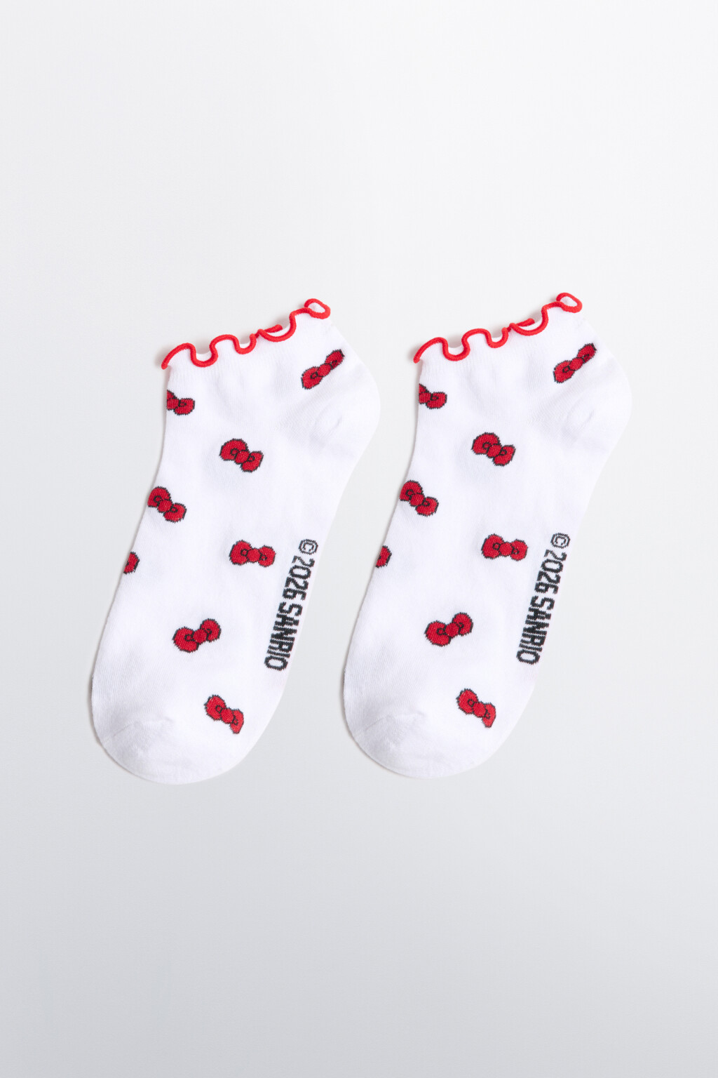 Носки короткие с оборками и принтом - цвет красный - 1