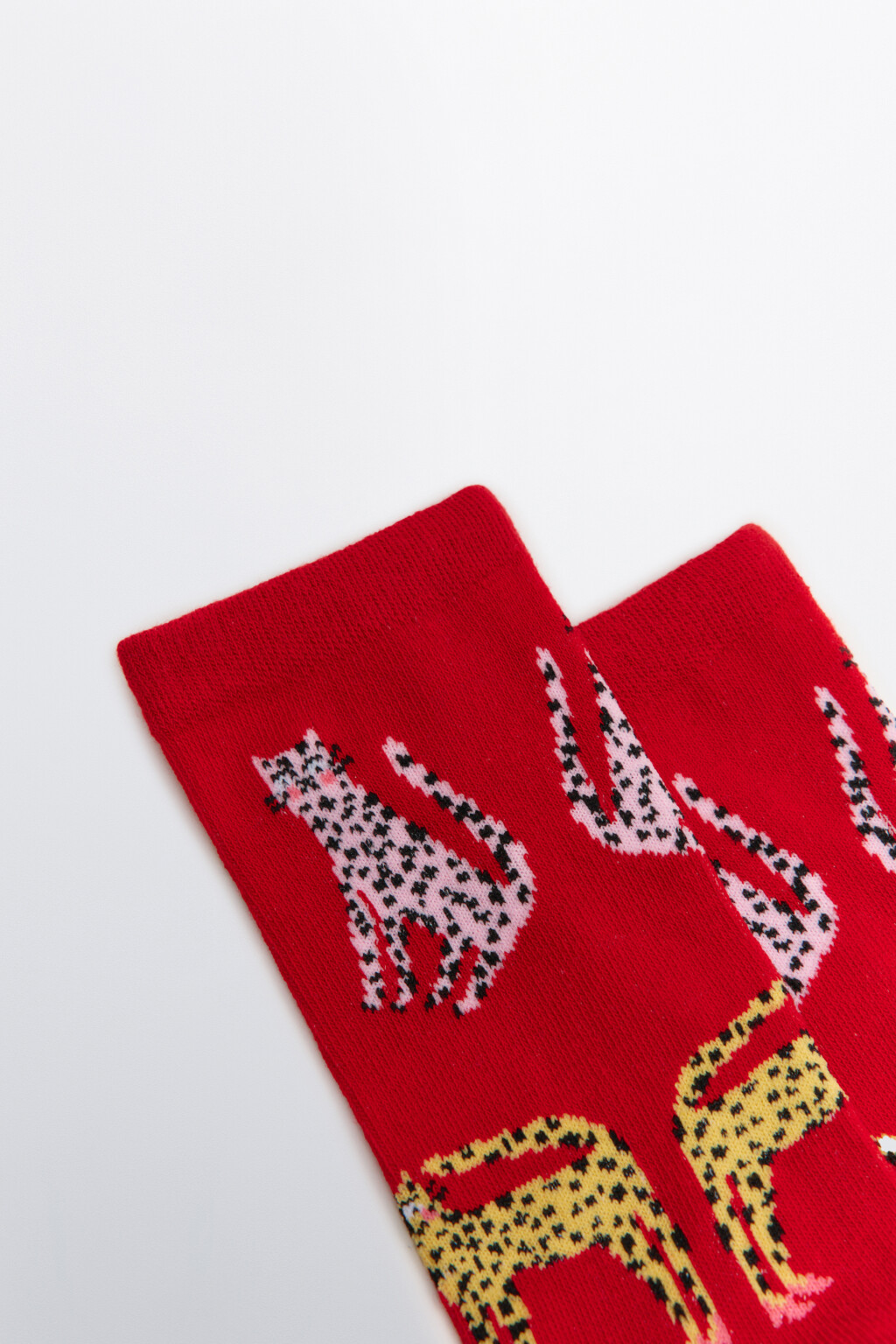 Носки высокие с принтом - цвет красный - 2