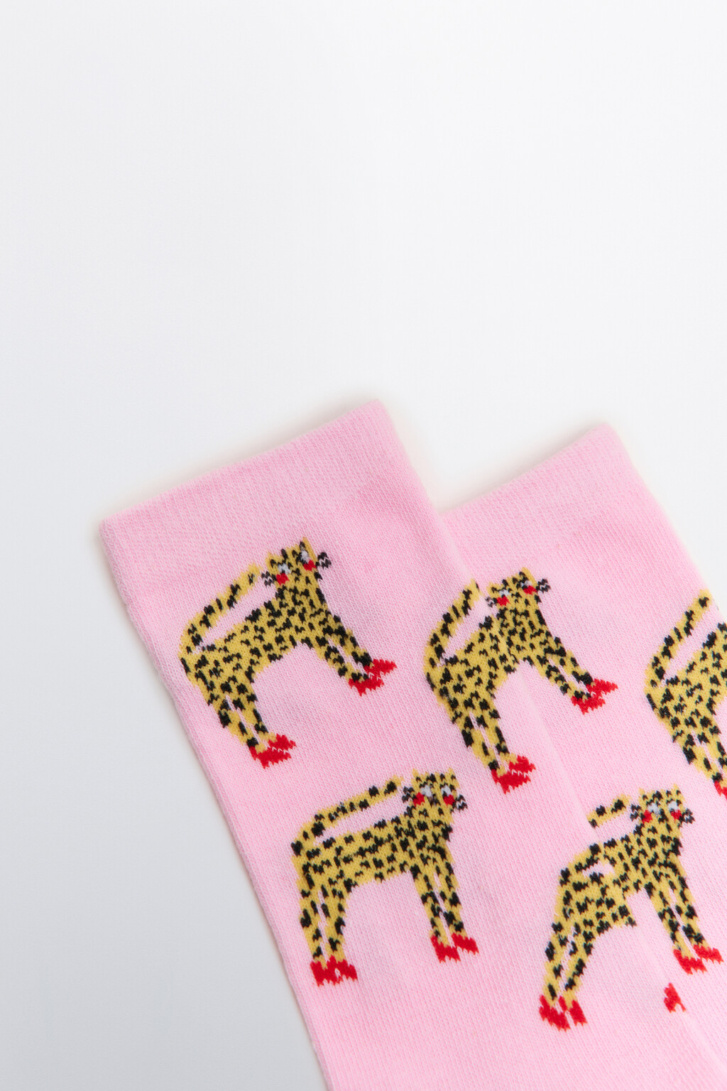 Носки высокие с принтом - цвет розовый - 2