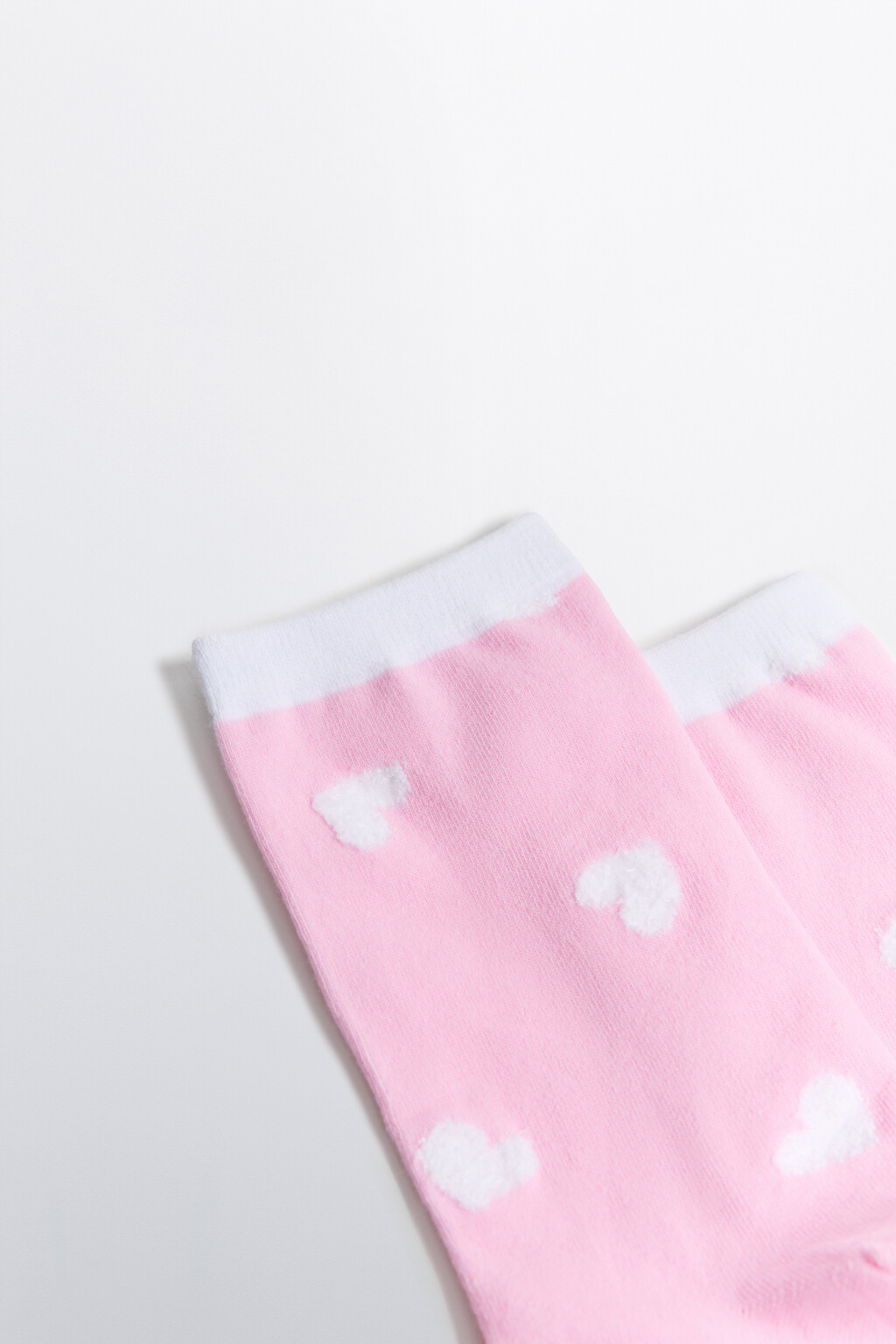 Носки высокие с махровыми сердечками - цвет розовый - 2