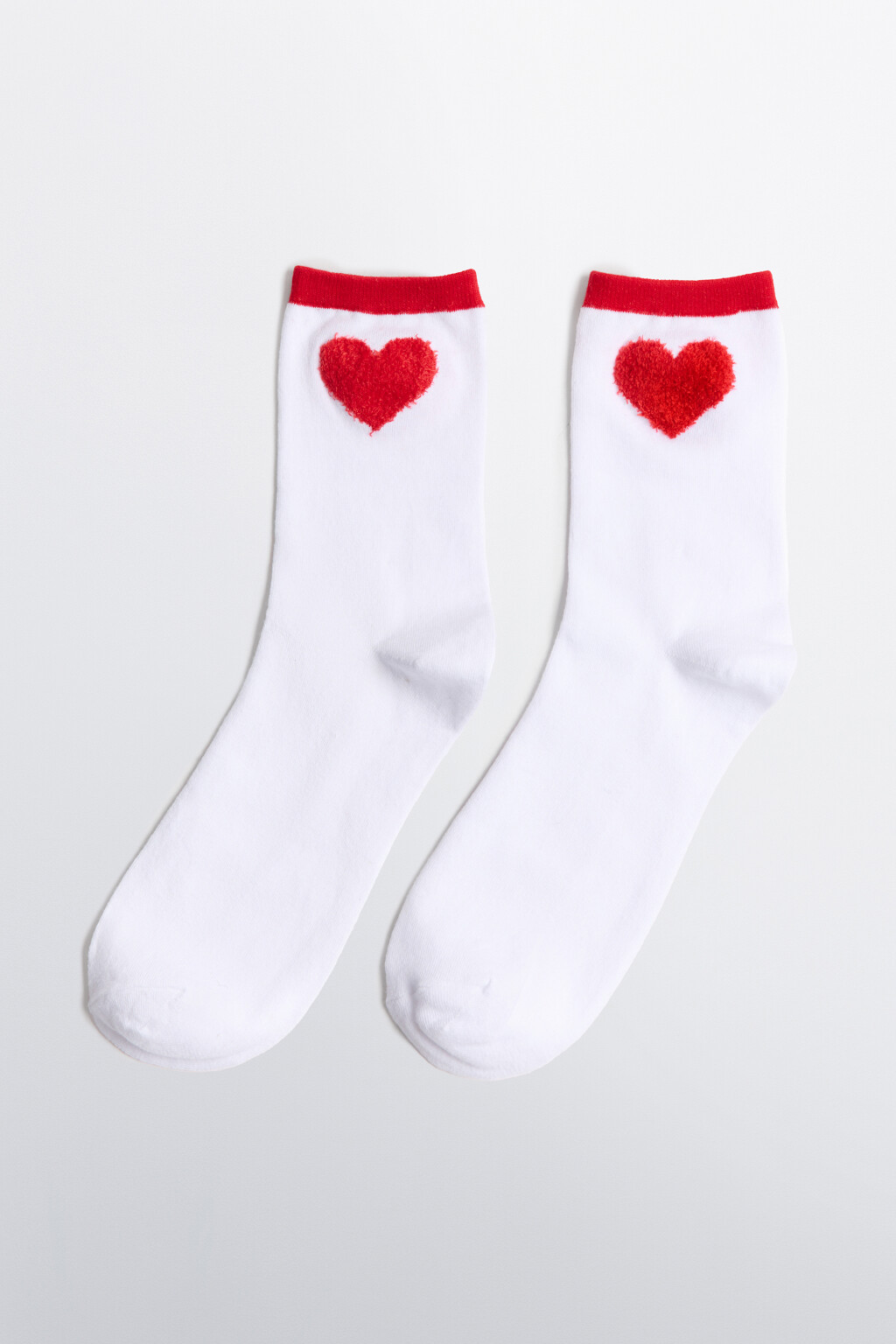 Носки высокие с махровым сердечком - цвет белый - 1