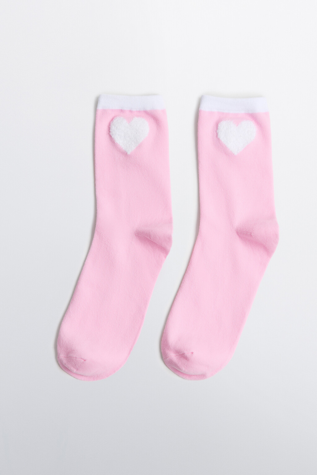 Носки высокие с махровым сердечком - цвет розовый - 1