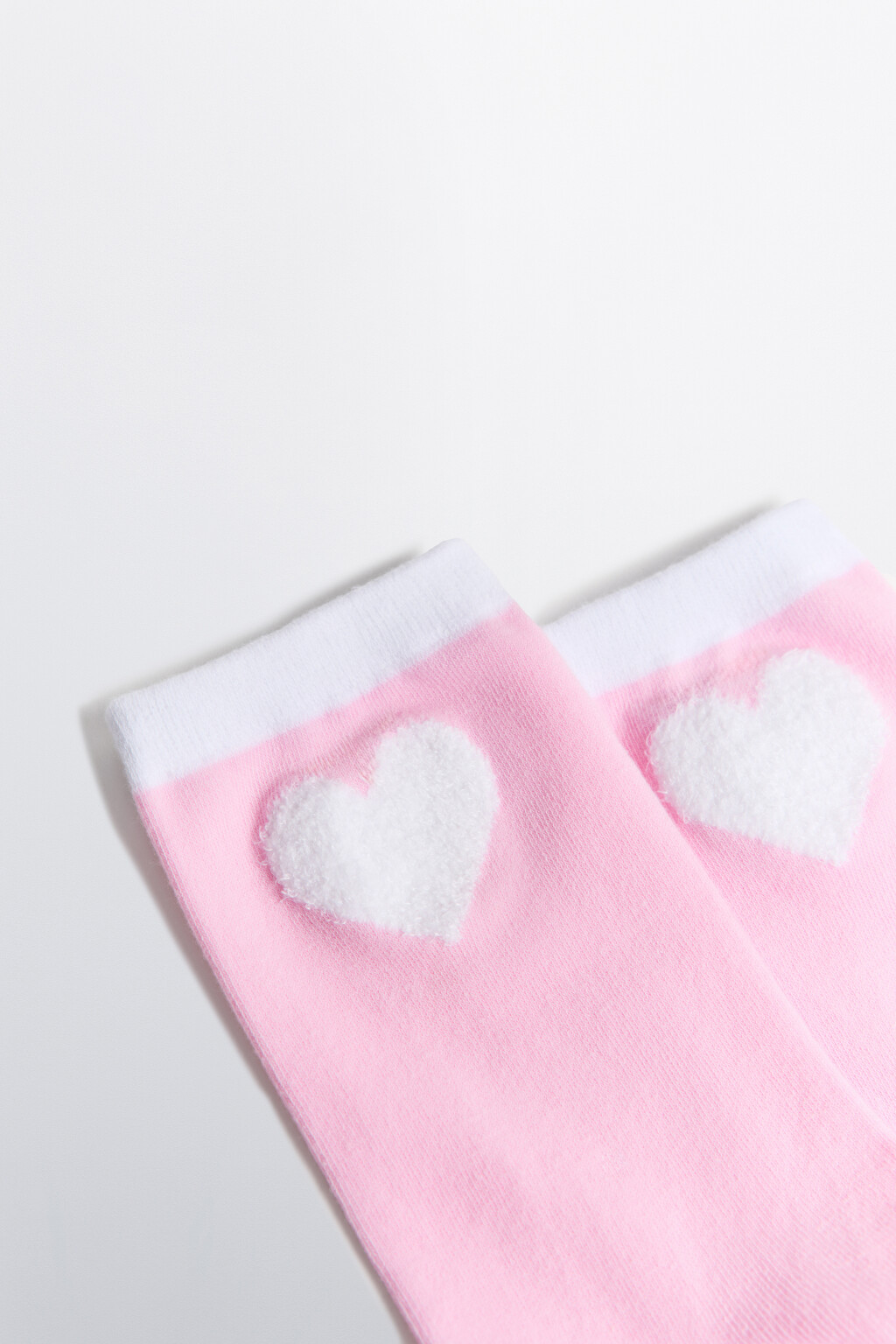 Носки высокие с махровым сердечком - цвет розовый - 2