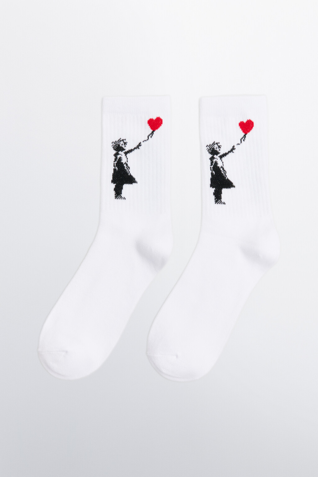 Носки высокие с принтом - цвет белый - 2