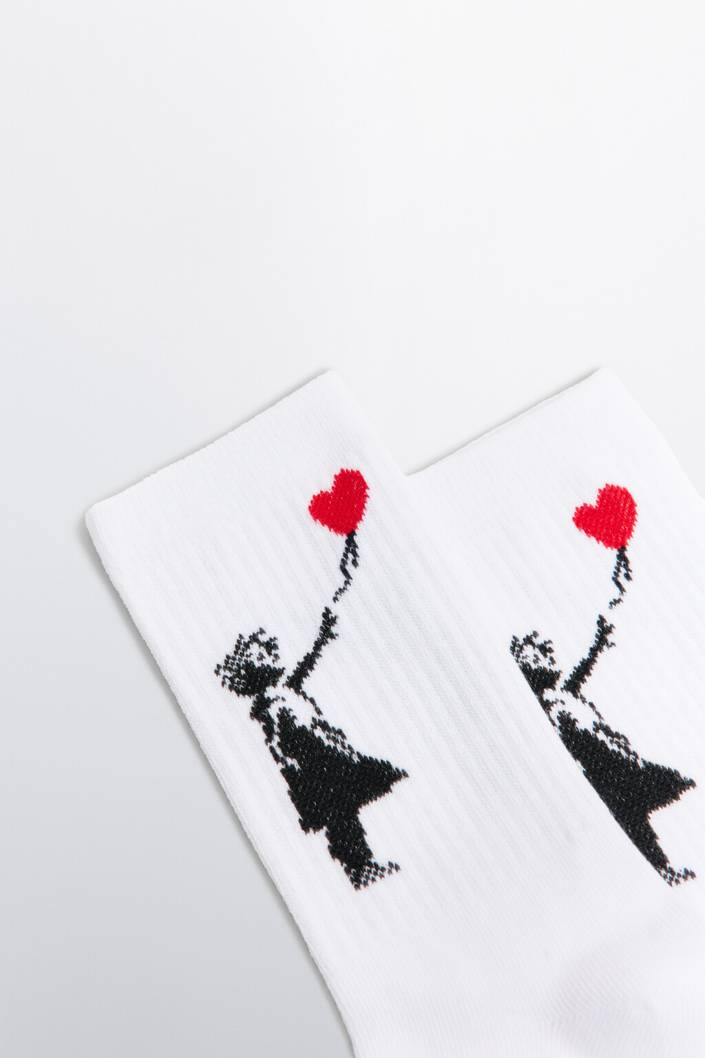 Носки высокие с принтом - цвет белый - 1