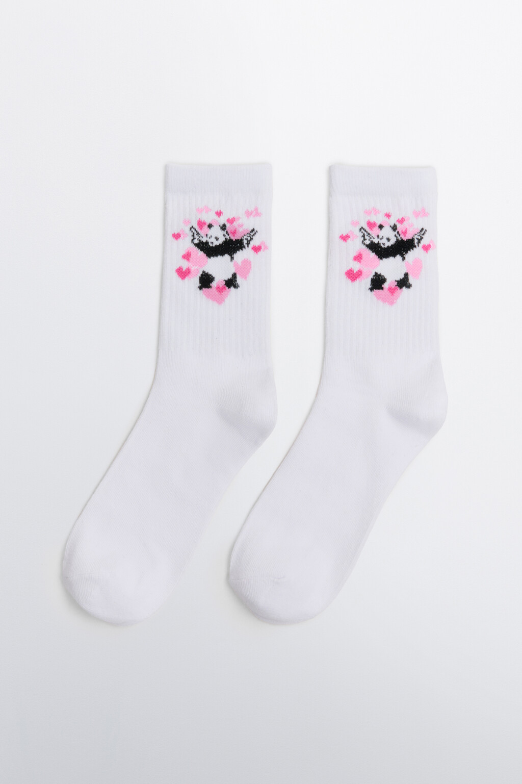 Носки высокие с принтом - цвет розовый - 1