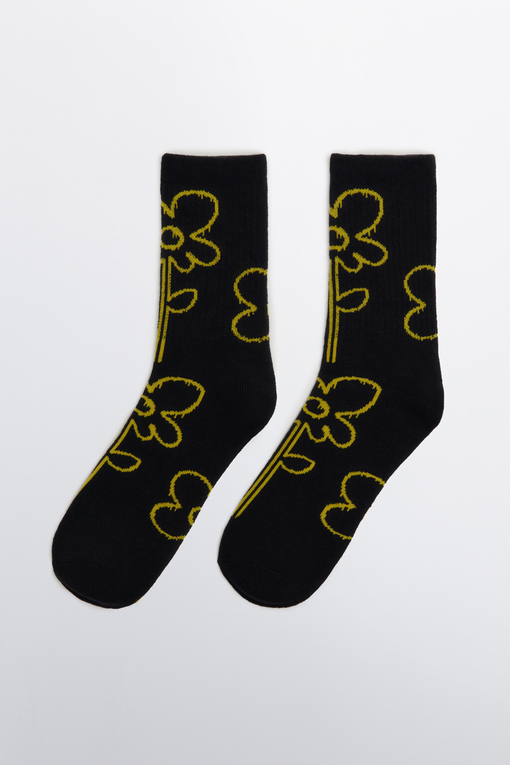 Носки высокие с принтом - цвет черный - 1