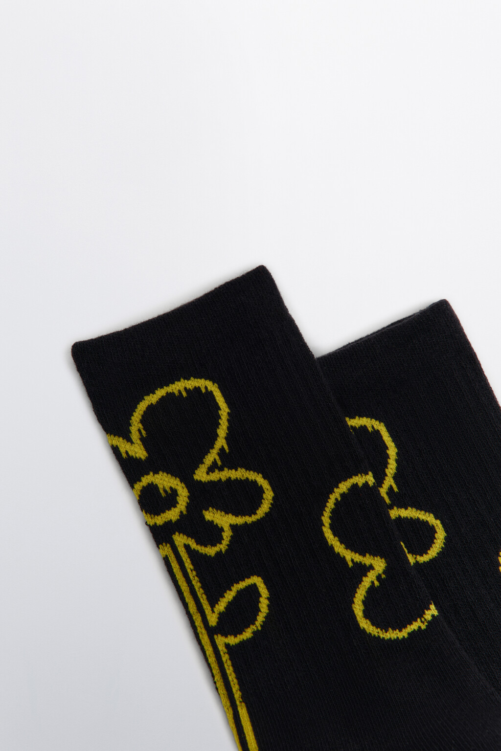 Носки высокие с принтом - цвет черный - 2