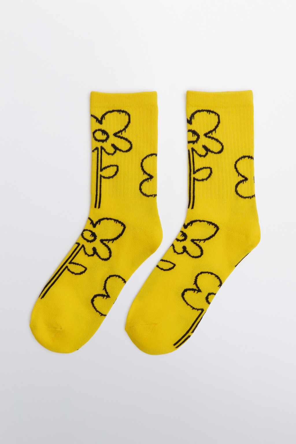 Носки высокие с принтом - цвет желтый - 1
