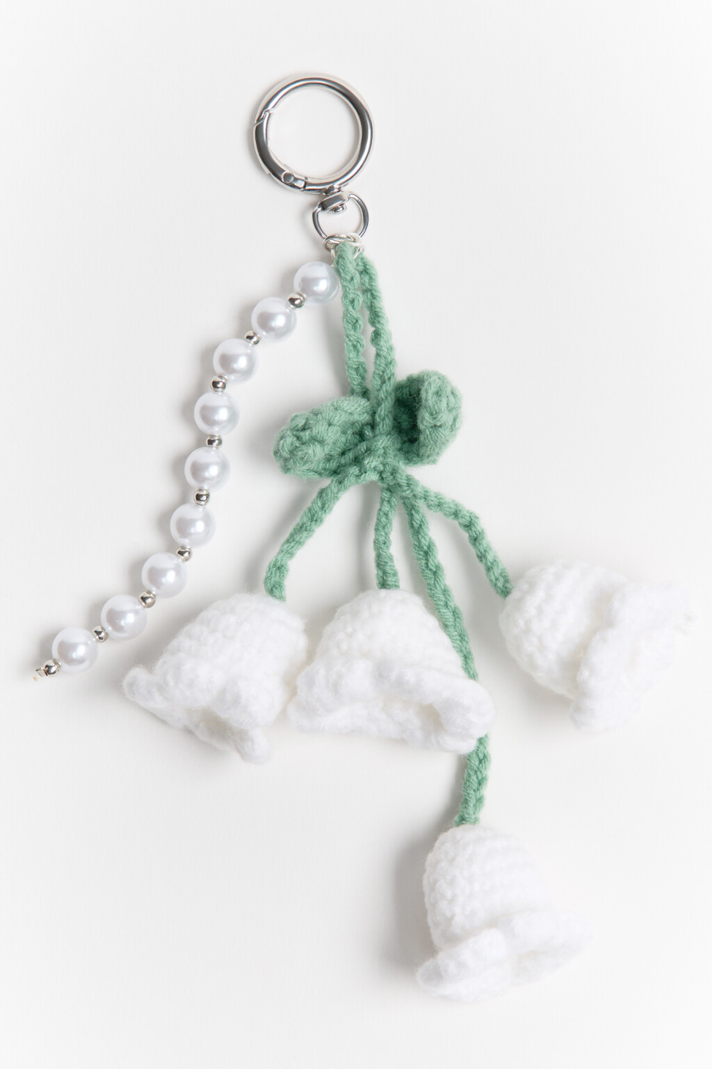 Брелок-обвес с вязаными цветами и бусинами - цвет мультиколор - 3