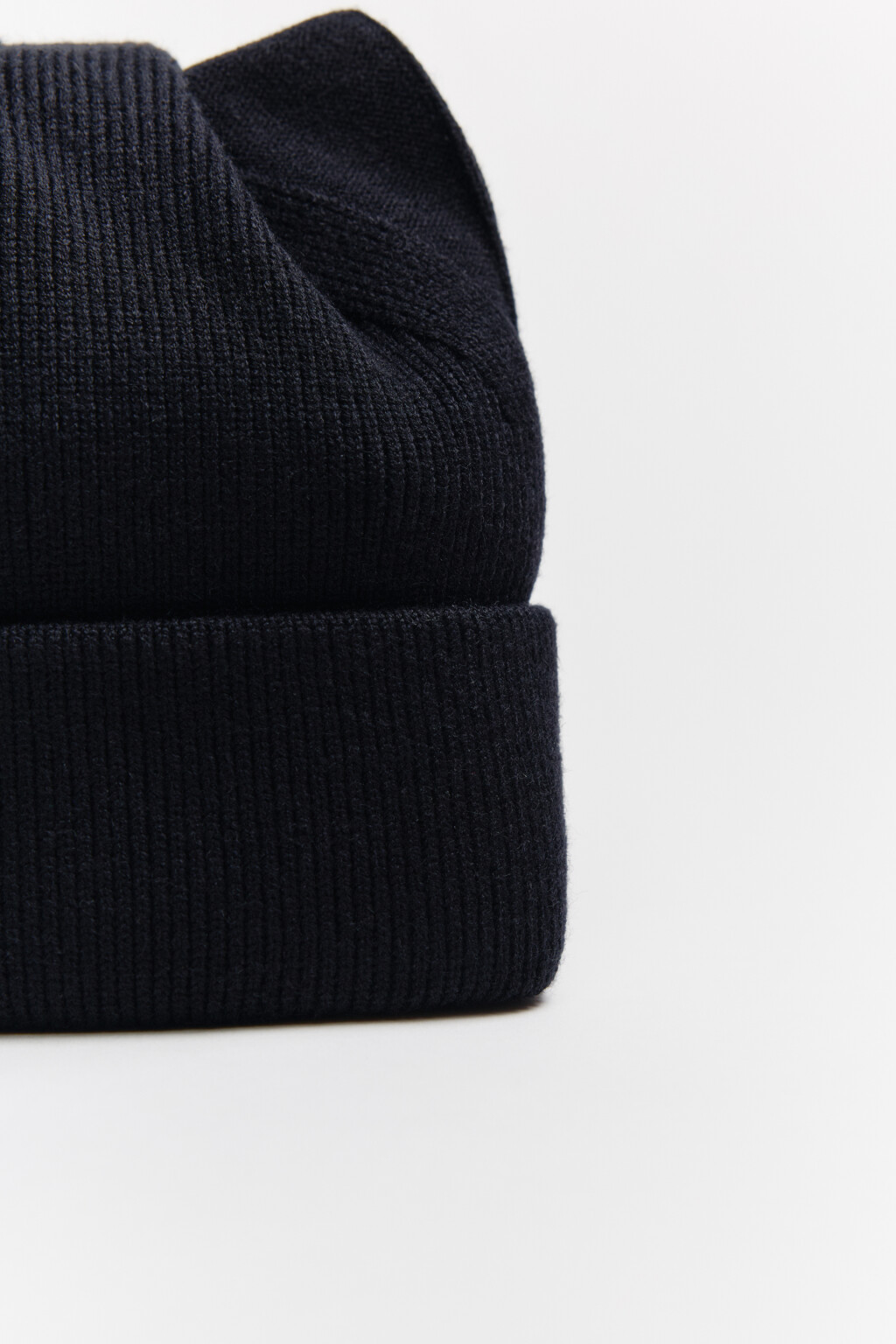 Шапка-бини с ушками и кашемиром - цвет черный - 2